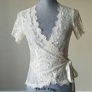 Beautiful white lace wrap top size s